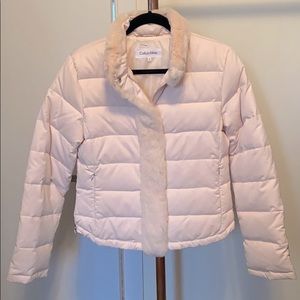 Blush pink Calvin Klein bomber winter jacket